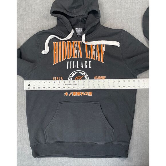 BoxLunch Naruto Hoodie Men M Black Hidden Leaf Anime Shippuden Ninja Academy - Picture 4 of 7